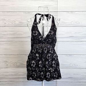 Deb black floral print halter top Size S
